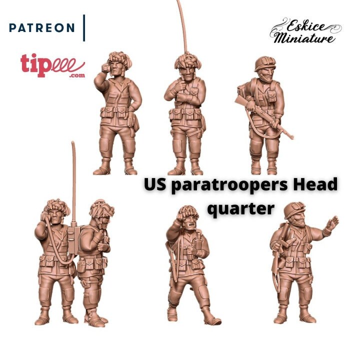 WWII US Paratroopers HQ Set (7 models) Various Scales Historical Wargaming