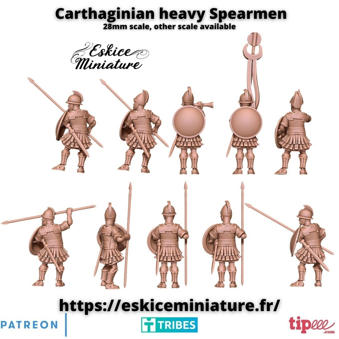 Ancient Carthaginian Heavy Spearmen Unit (10 models) Various Scales Historical Wargaming