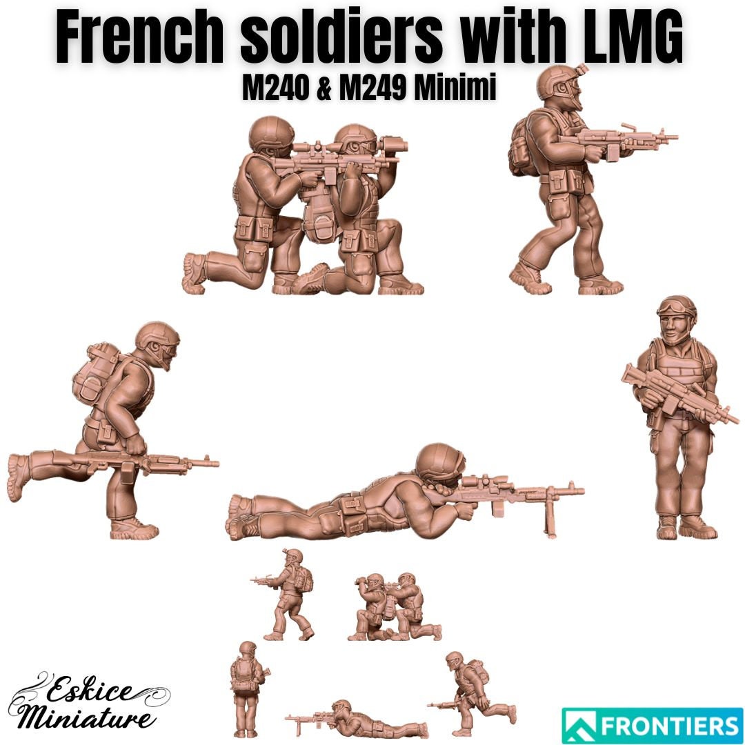 Modern Warfare French soldiers LMG Team (6 models) Various Scales Historical Wargaming (US tariffs are pre-paid by us)