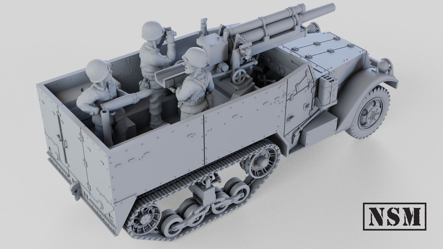 WWII US T19 HMC Halftrack with 105mm Howitzer Various Scales Historical Wargaming