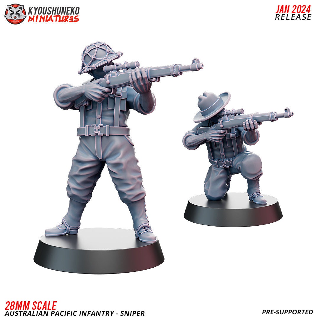 WWII Australian Pacific Sniper Team (2 models) Various Scales Historical Wargaming