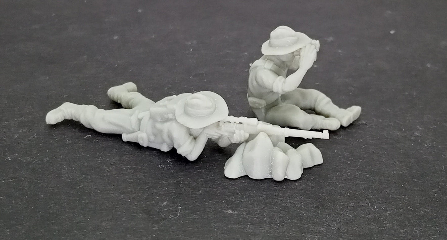 WWII Australian Sniper Team (2 models) Various Scales Historical Wargaming
