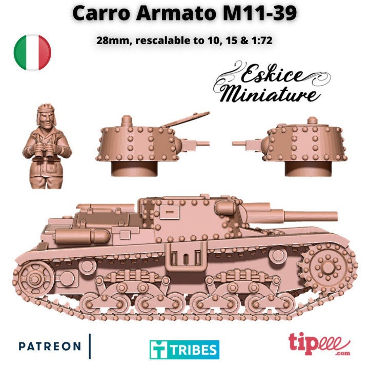 WWII Italian Carro Armato M11-39 Tank Various Scales Historical Wargaming (US tariffs are pre-paid by us)