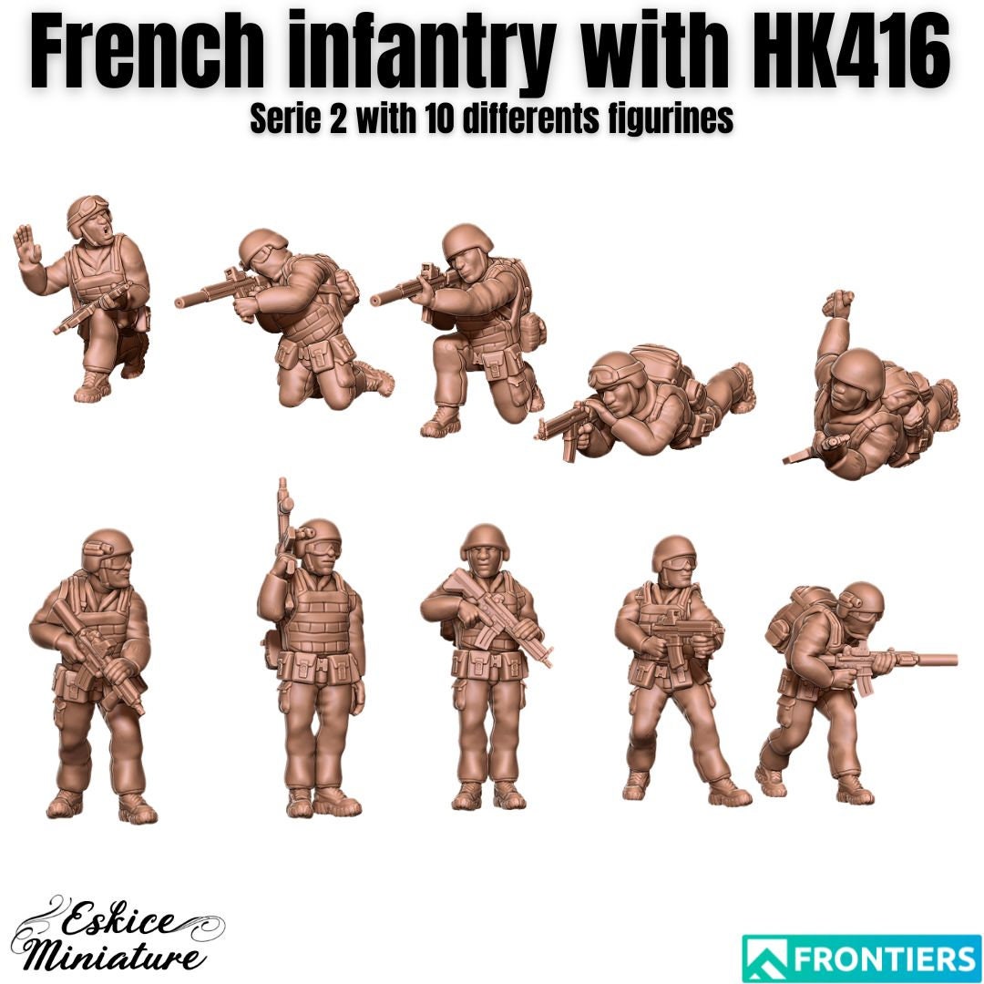 Modern Warfare French Infantry Squad with HK416 (10 models) Various Scales Historical Wargaming (US tariffs are pre-paid by us)