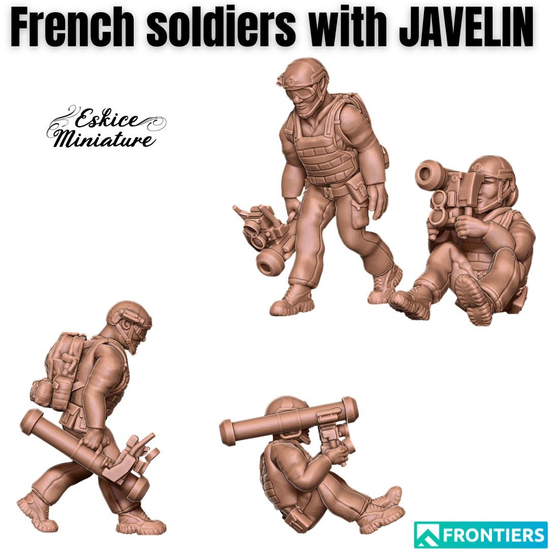Modern French Soldiers with JAVELIN (2 models) Various Scales Historical Wargaming (US tariffs are pre-paid by us)