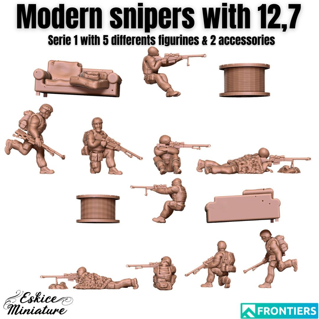 Modern Warfare Snipers Set (5 models) with terrain Various Scales Historical Wargaming