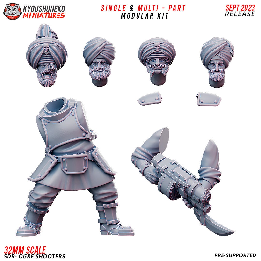 Sikh Desert Riders Ogre Shooters (4 models) Various Scales SF Wargaming (US tariffs are pre-paid by us)