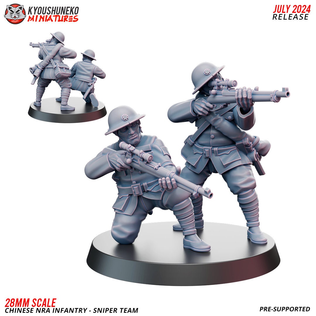 WWII Chinese NRA Sniper Team (2 models) Various Scales Historical Wargaming (US tariffs are pre-paid by us)