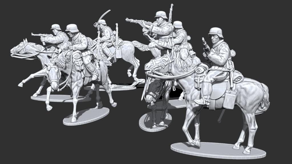 WWII Early War German Cavalry (6 models) Various Scales Historical Wargaming