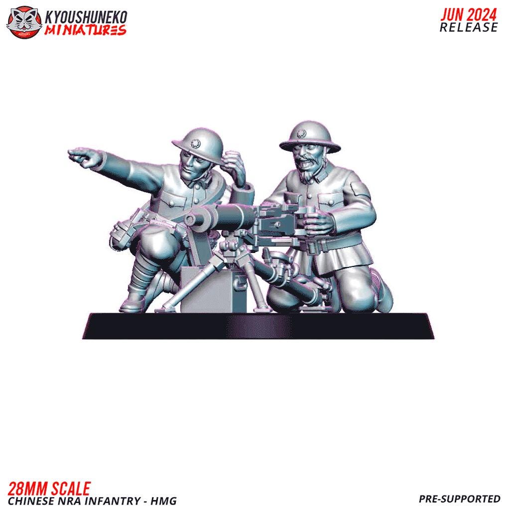WWII Chinese NRA HMG Team (2 models) Various Scales Historical Wargaming