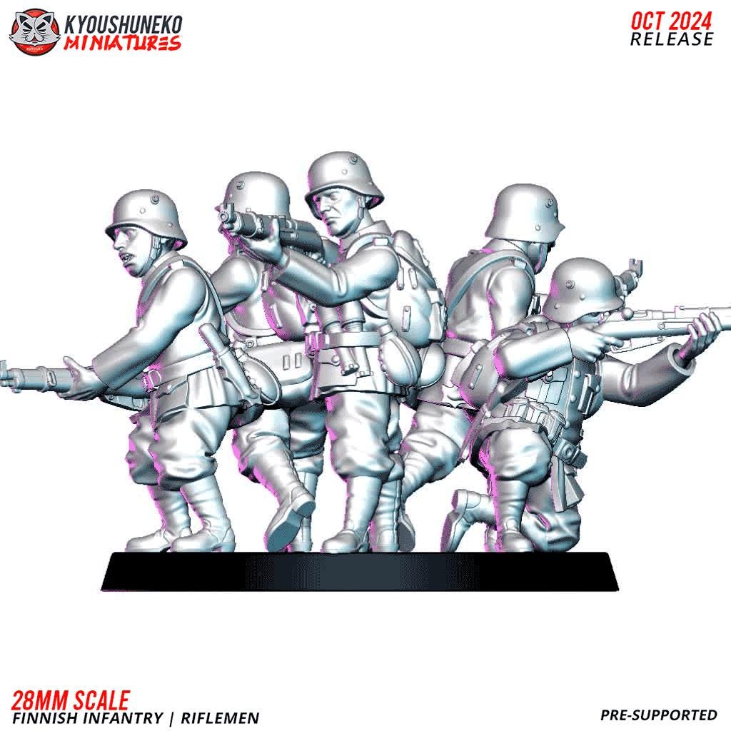 WWII Finnish Infantry Squad (10 models) Various Scales Historical Wargaming