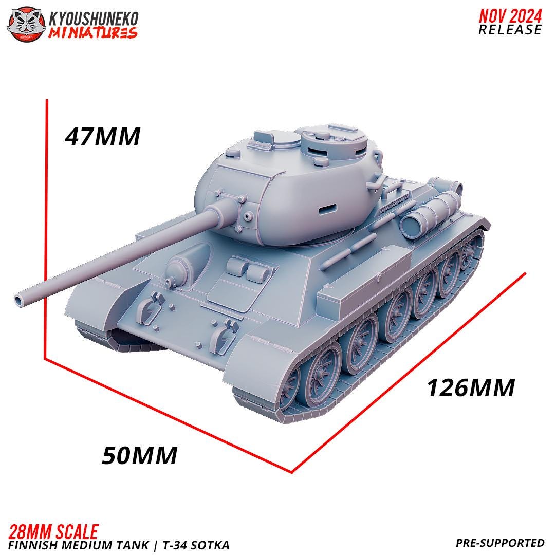 WWII Finnish T34 Sotka Various Scales Historical Wargaming (US tariffs are pre-paid by us)