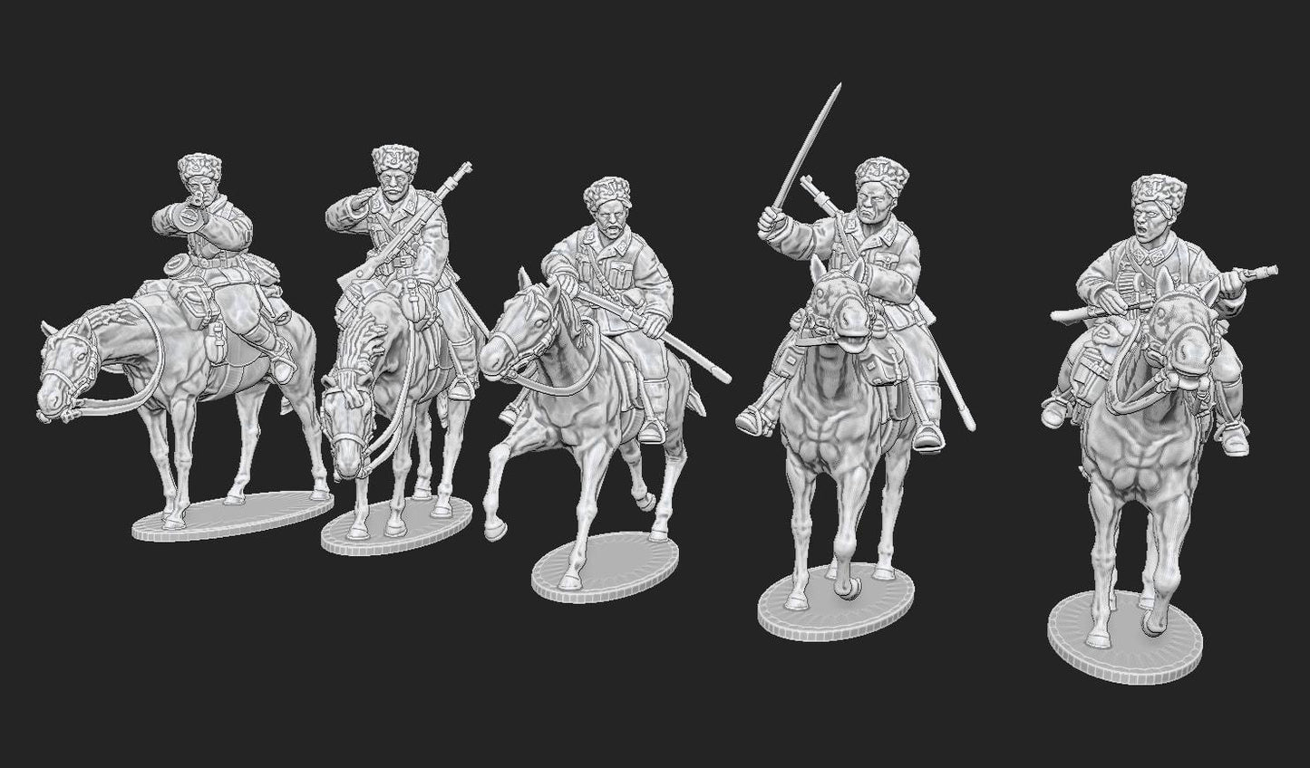 WWII German Cossacks Cavalry Squad (9 models) Various Scales Historical Wargaming