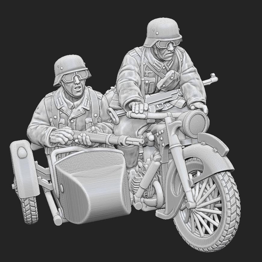 WWII German Kradschutzen with Sidecar B Various Scales Historical Wargaming