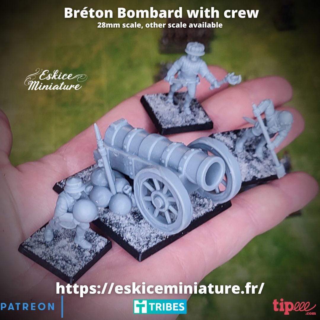 Medieval Breton Bombard with Crew Various Scales Historical Wargaming