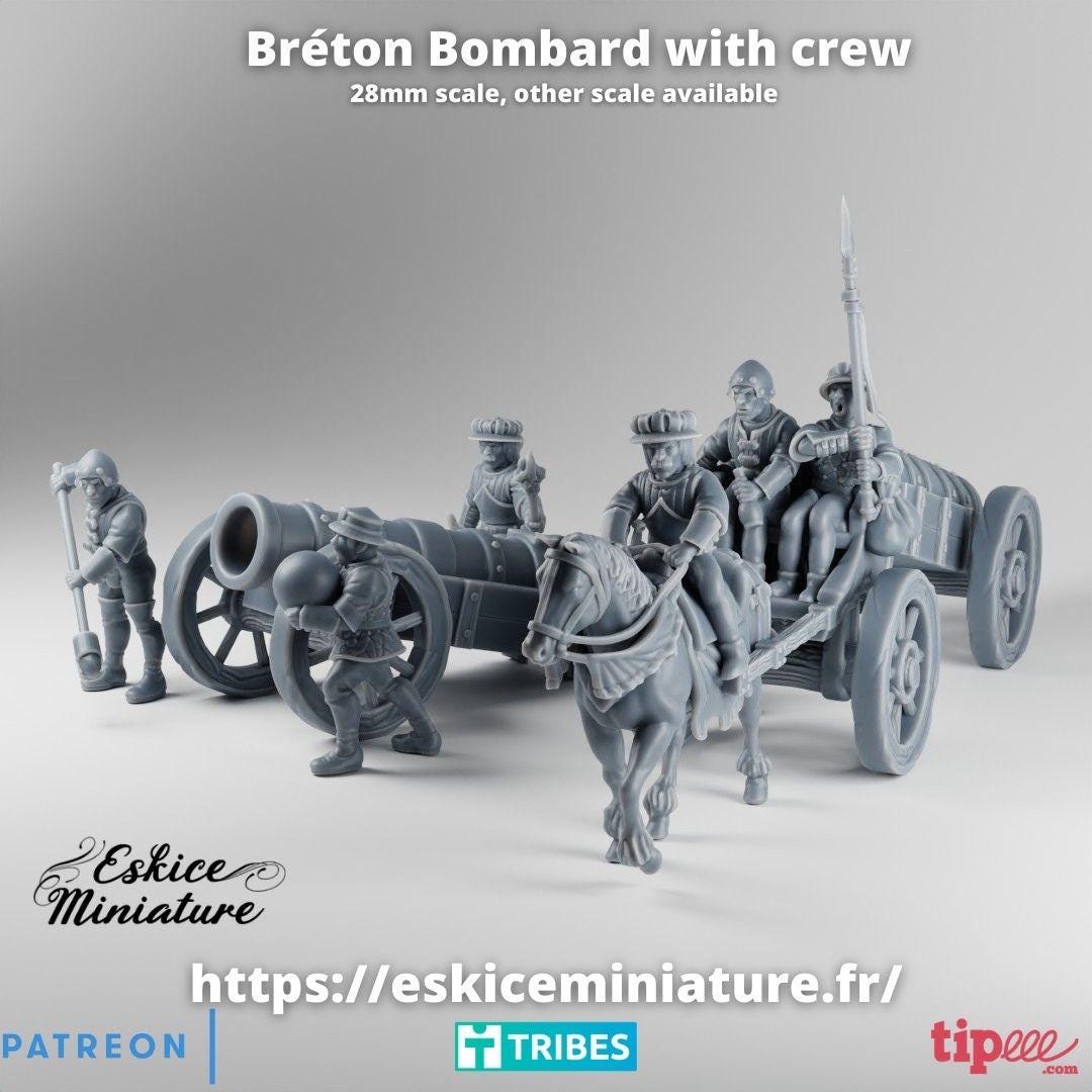 Medieval Breton Bombard with Crew Various Scales Historical Wargaming