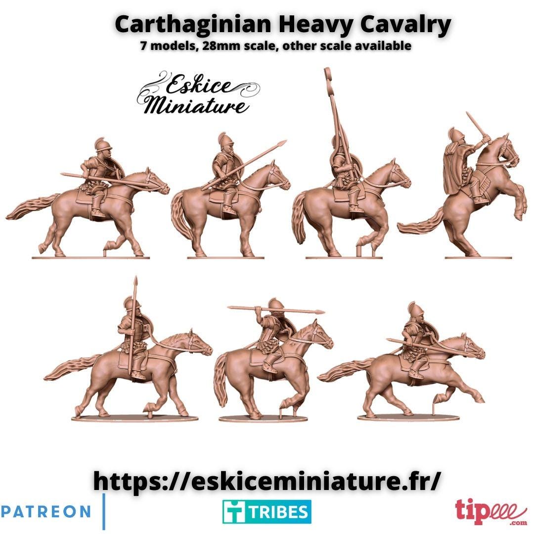 Ancient Carthaginian Heavy Cavalry (10 models) Crew Various Scales Historical Wargaming