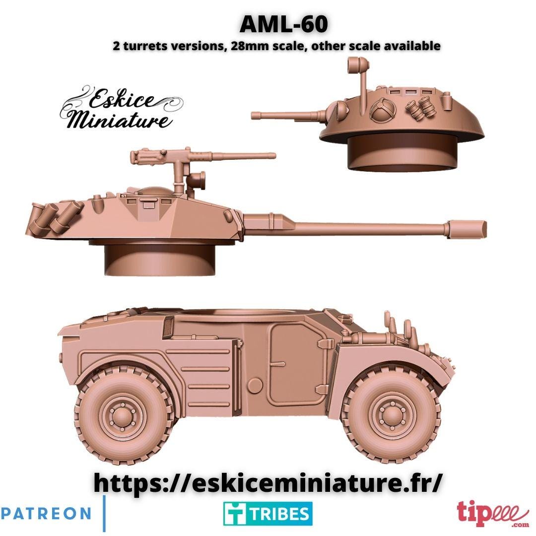 Cold War French Panhard AML 60 (both turrets included) Various Scales Historical Wargaming (US tariffs are pre-paid by us)