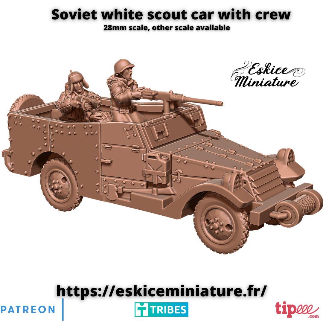 WWII Soviet White Scout Car with Crew Various Scales Historical Wargaming