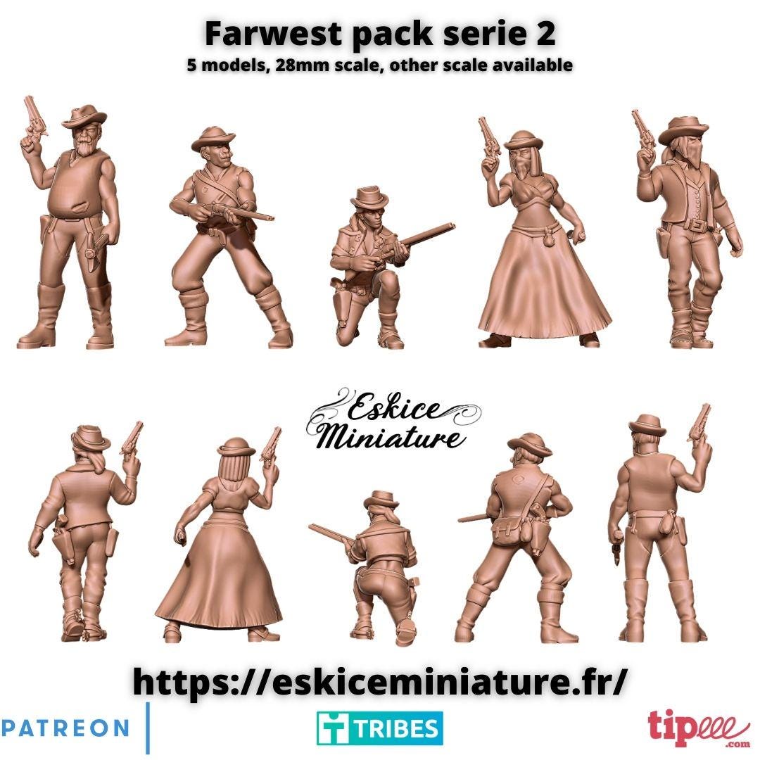 Wild West Cowboy Set (5 models) Various Scales Historical Wargaming (US tariffs are pre-paid by us)