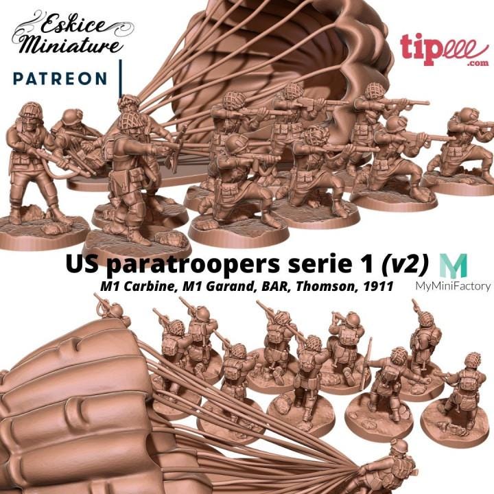 WWII US Paratroopers Squad 1 (10 models) Various Scales Historical Wargaming (US tariffs are pre-paid by us)
