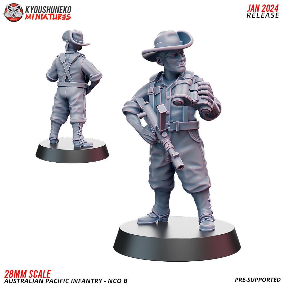 WWII Australian Pacific NCOs (2 models) Various Scales Historical Wargaming