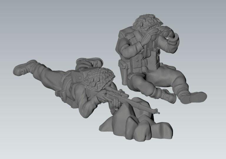 WWII British Sniper Team (2 models) Various Scales Historical Wargaming