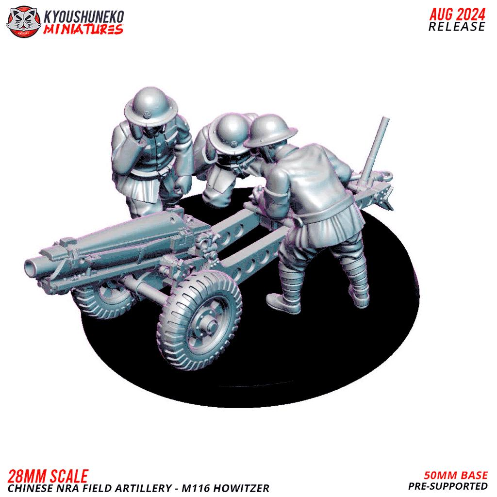 WWII Chinese NRA M116 Howitzer with Crew (3 models) Various Scales Historical Wargaming