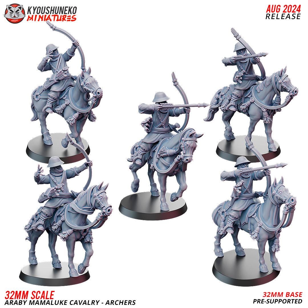 Arab Mameluke Cavalry (10 models) Bows/Maces/Scimitars/Spears/Swords Various Scales Historical Wargaming