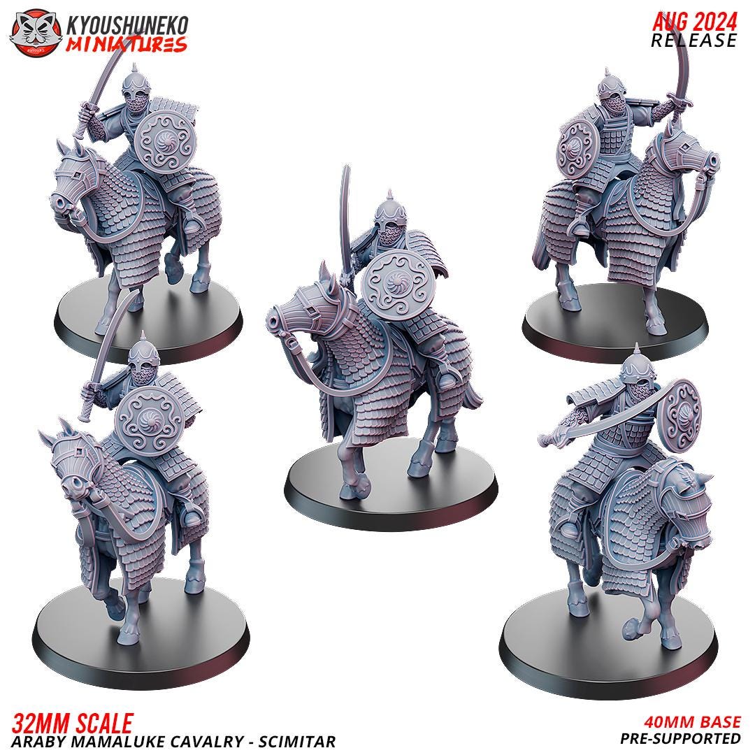 Arab Mameluke Cavalry (10 models) Bows/Maces/Scimitars/Spears/Swords Various Scales Historical Wargaming