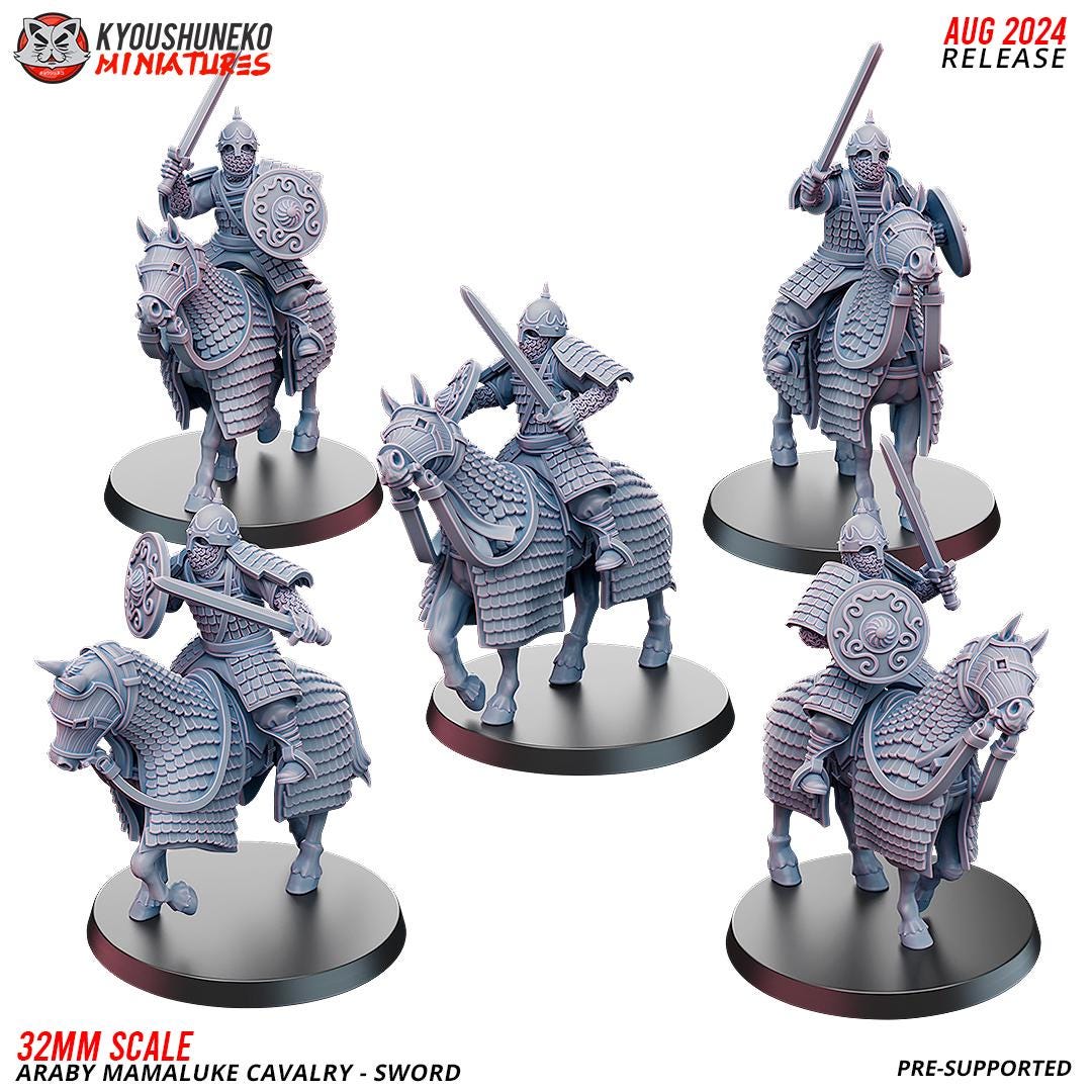 Arab Mameluke Cavalry (10 models) Bows/Maces/Scimitars/Spears/Swords Various Scales Historical Wargaming