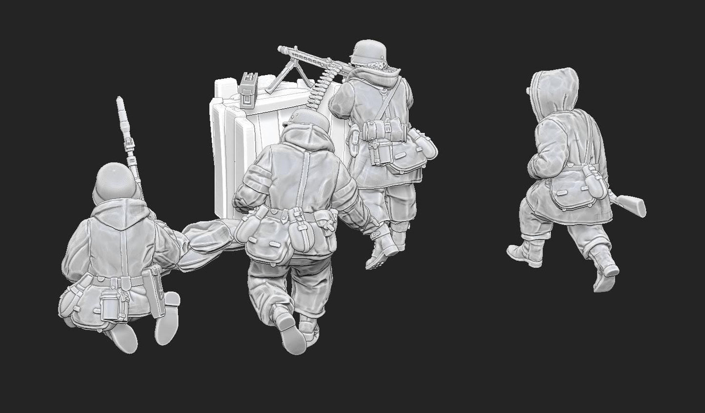 WWII German Soldiers in Trenches (4 models) Various Scales Historical Wargaming