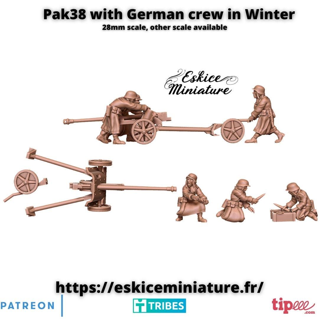 WWII German Pak38 with Crew Various Scales Historical Wargaming