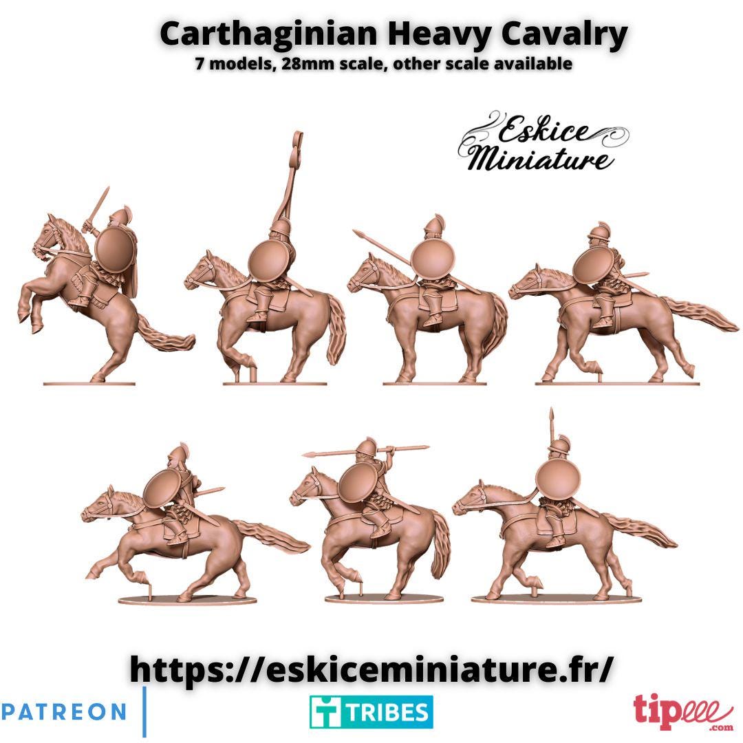 Ancient Carthaginian Heavy Cavalry (10 models) Crew Various Scales Historical Wargaming