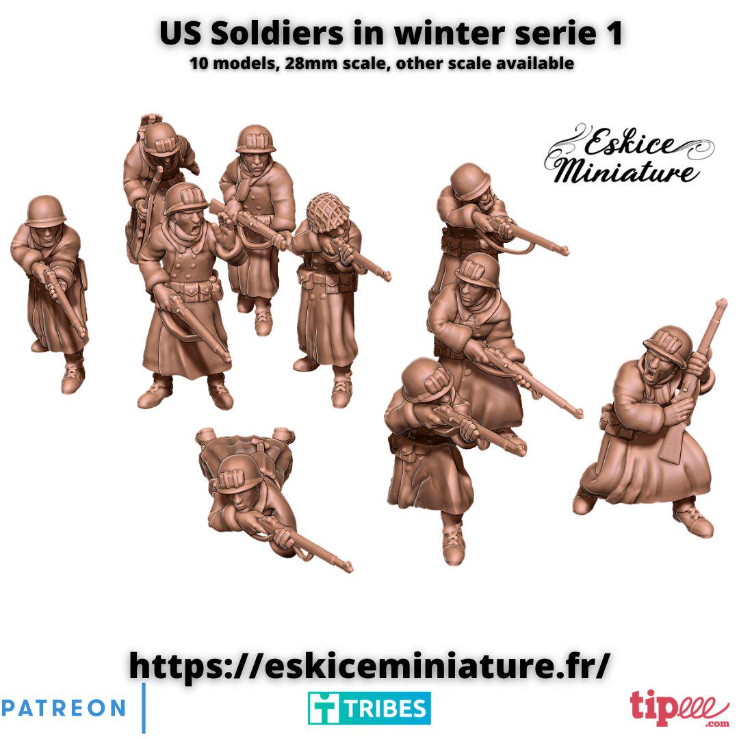 WWII US Winter Infantry Squad (10 models) Various Scales Historical Wargaming