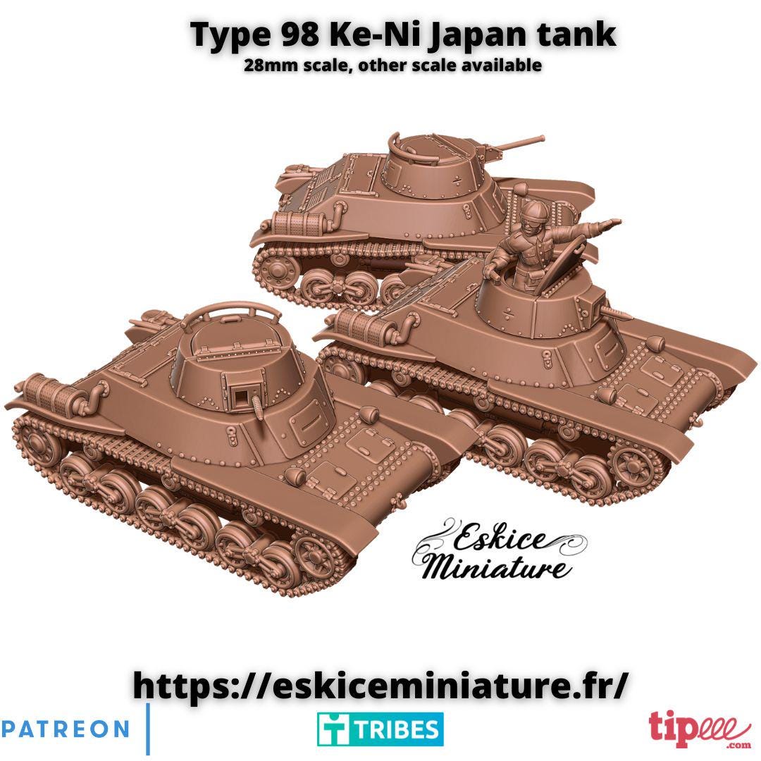 WWII Japanese Type 98 Ke-Ni Tank Various Scales Historical Wargaming