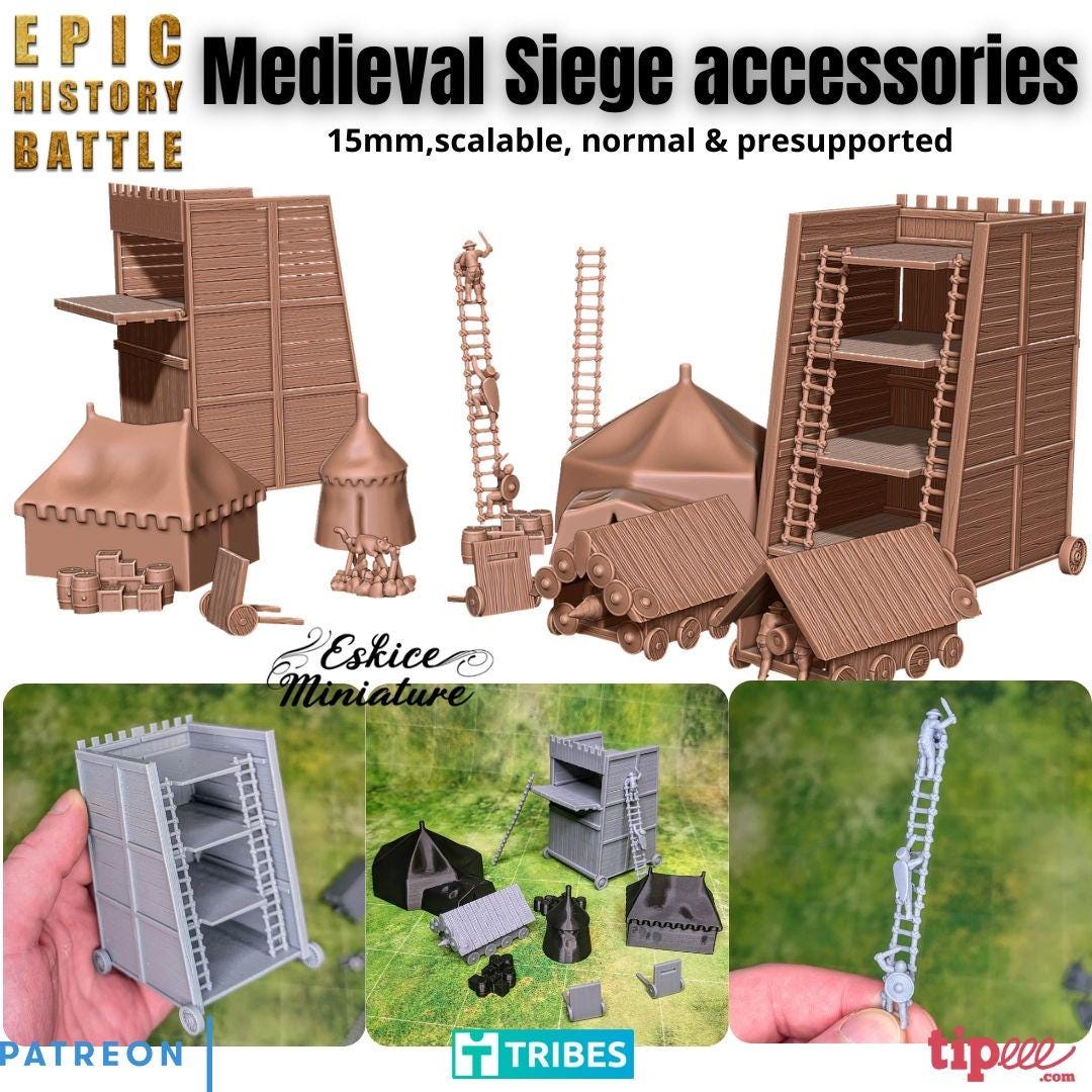 Medieval Siege Towers and Rams Various Scales Historical Wargaming