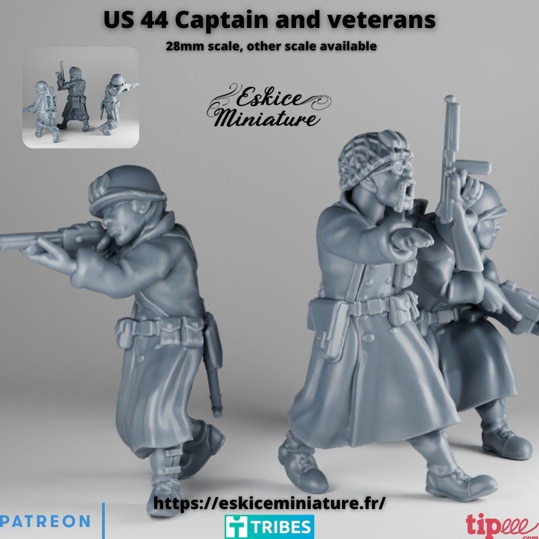 WWII US Officer (3 models) Various Scales Historical Wargaming (US tariffs are pre-paid by us)