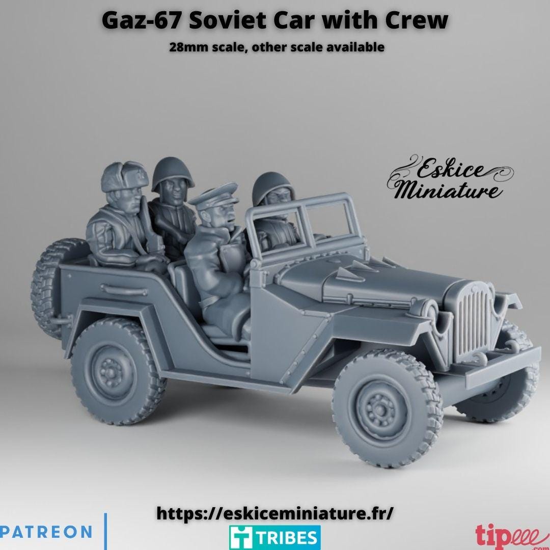 WWII Soviet Gaz 67 Car with Crew Various Scales Historical Wargaming
