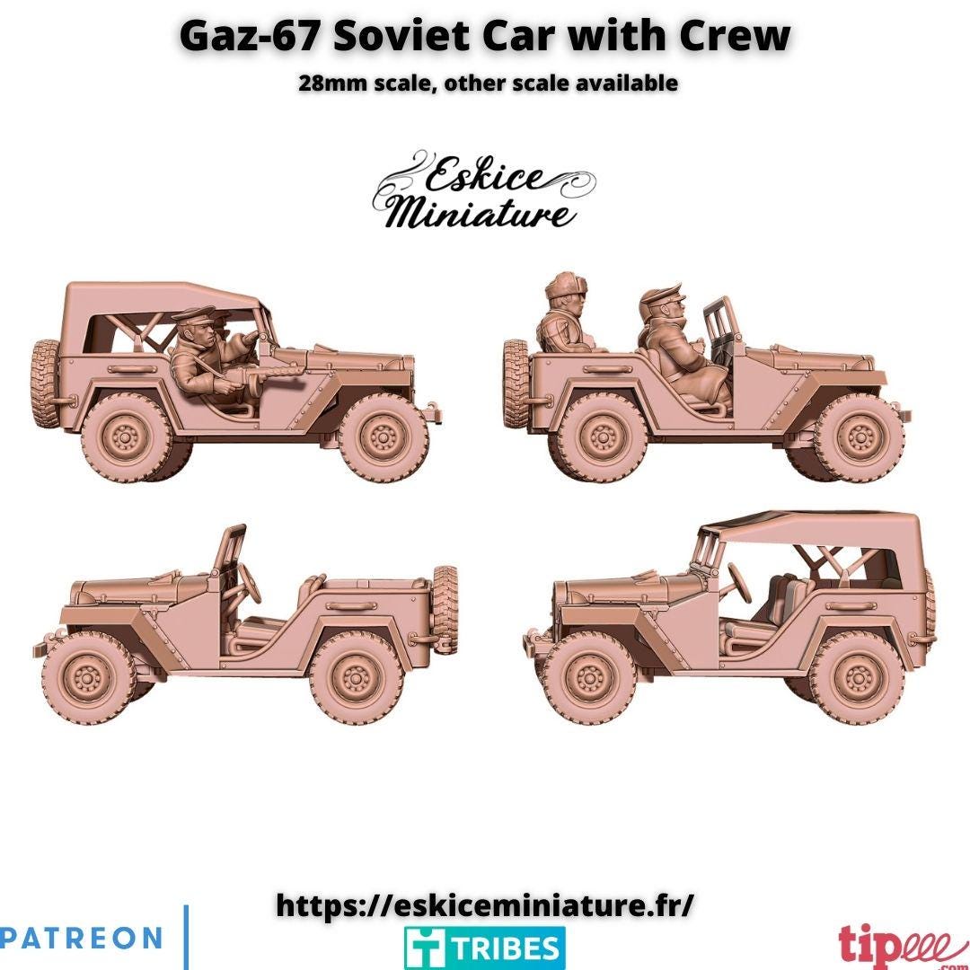 WWII Soviet Gaz 67 Car with Crew Various Scales Historical Wargaming (US tariffs are pre-paid by us)
