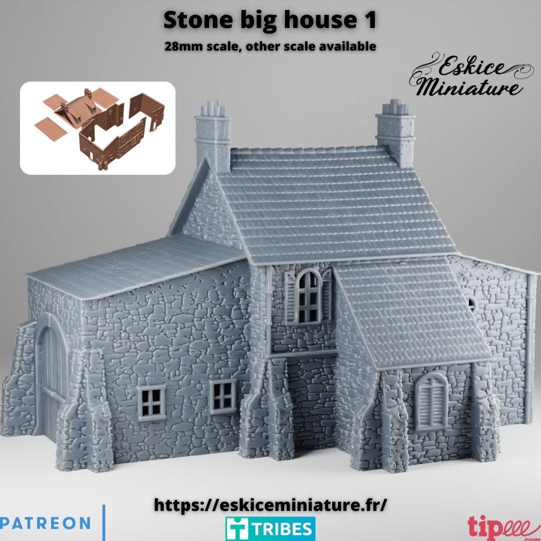 Wargaming Terrain Large Stone House Various Scales Historical Wargaming