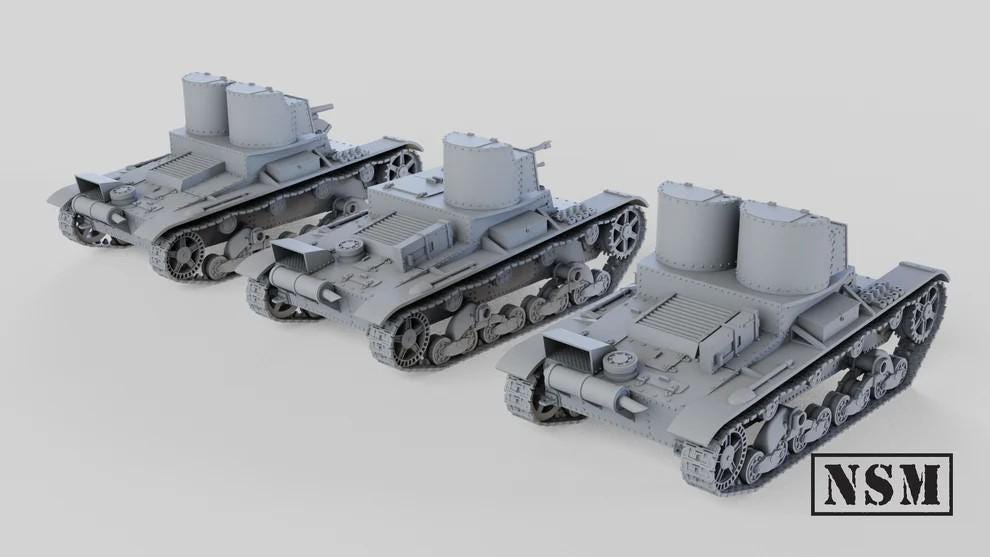 WWII Soviet T26 Tank Model 1931 (3 variants including OT 26 Flamethrower) Various Scales Historical Wargaming