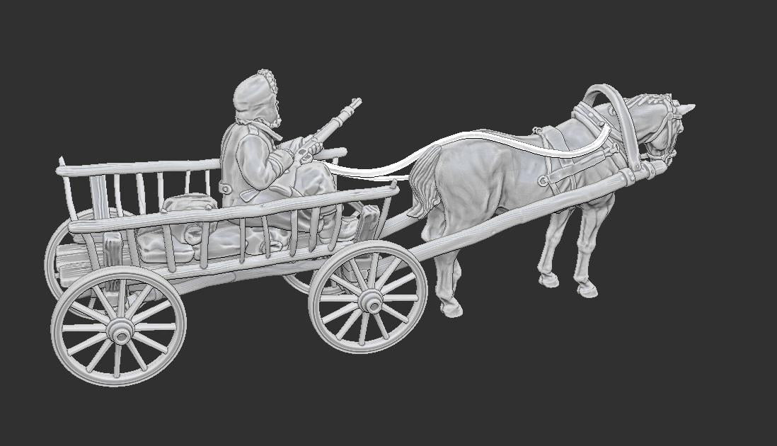 WWII German Ostfront Horse Drawn Wagon Various Scales Historical Wargaming