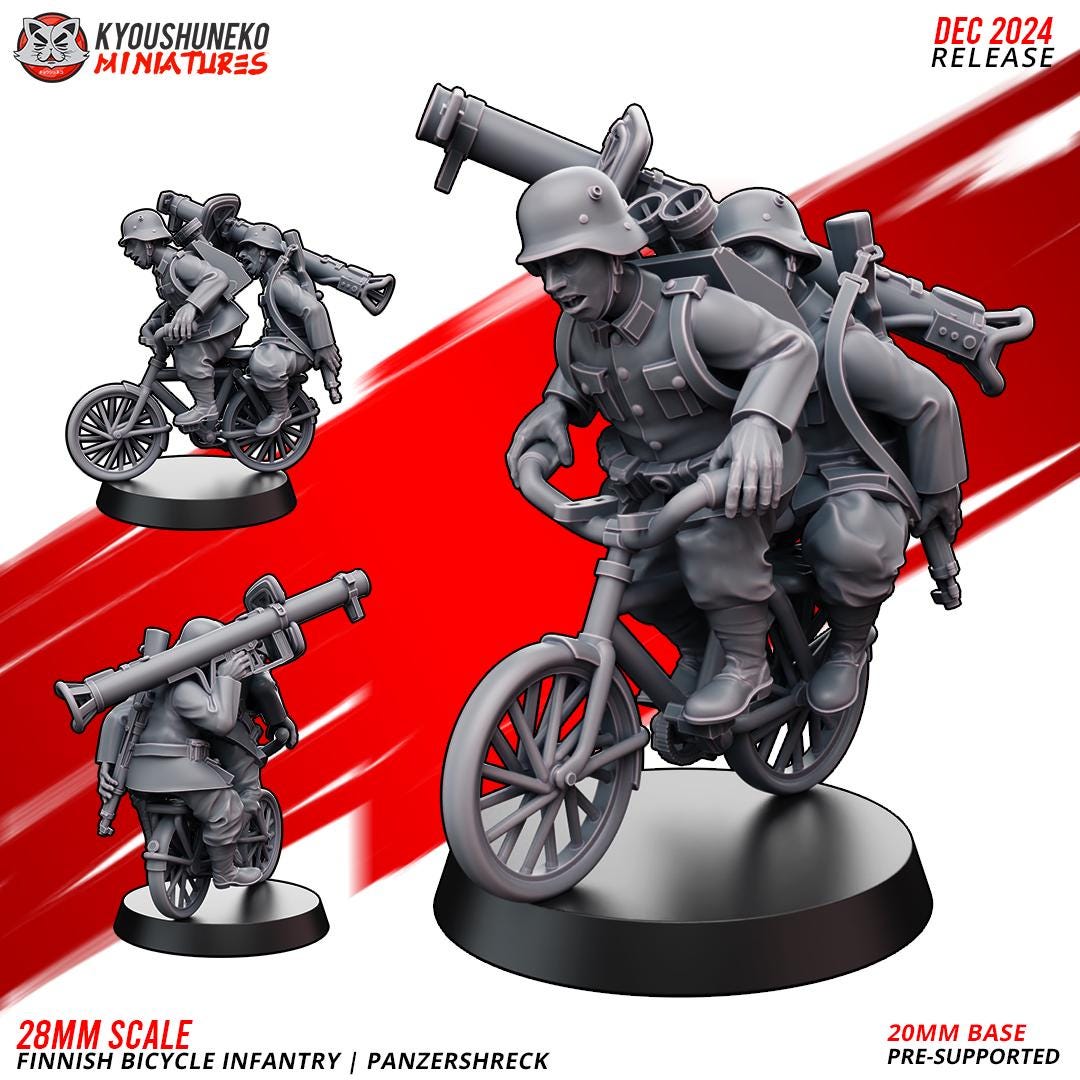 WWII Finnish Bicycle Panzershreck Team Various Scales Historical Wargaming (US tariffs are pre-paid by us)
