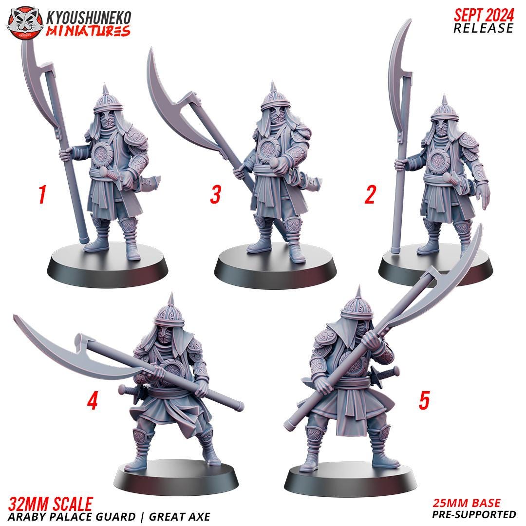 Ancient Araby Palace Guard with Great Axes Unit (10 models) Various Scales Historical Wargaming (US tariffs are pre-paid by us)