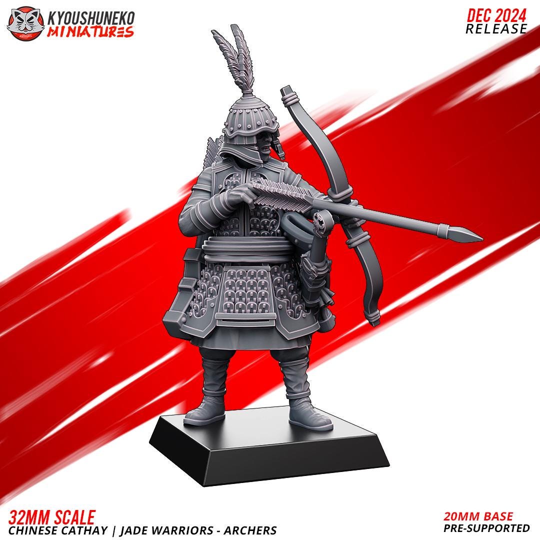 Ancient Chinese Cathay Jade Warriors Archer Unit (10 models) Various Scales Historical Wargaming