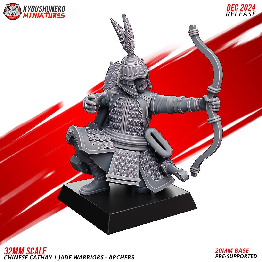 Ancient Chinese Cathay Jade Warriors Archer Unit (10 models) Various Scales Historical Wargaming