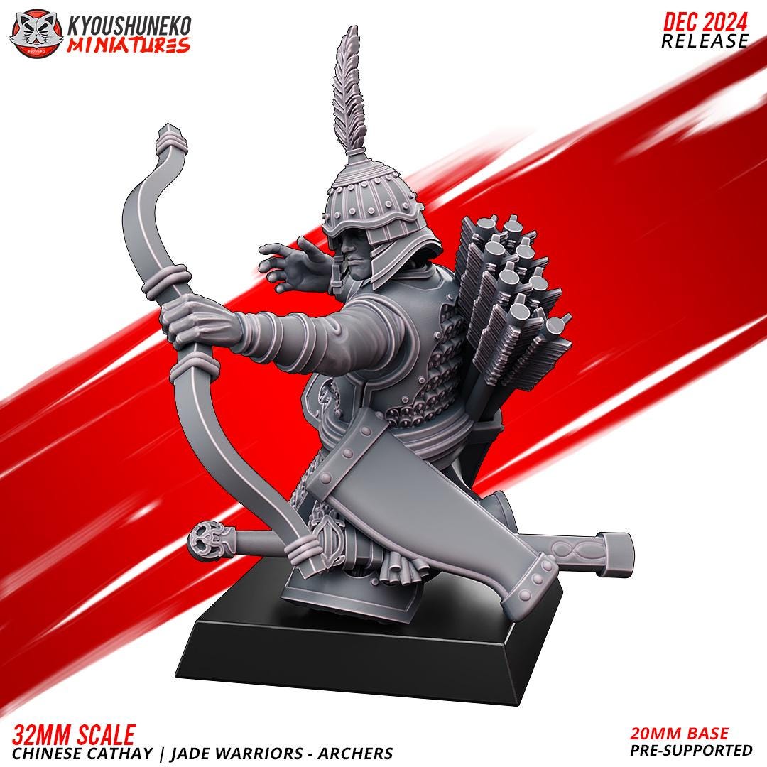 Ancient Chinese Cathay Jade Warriors Archer Unit (10 models) Various Scales Historical Wargaming
