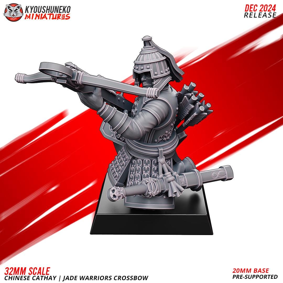 Ancient Chinese Cathay Jade Warriors Crossbowmen Unit (10 models) Various Scales Historical Wargaming