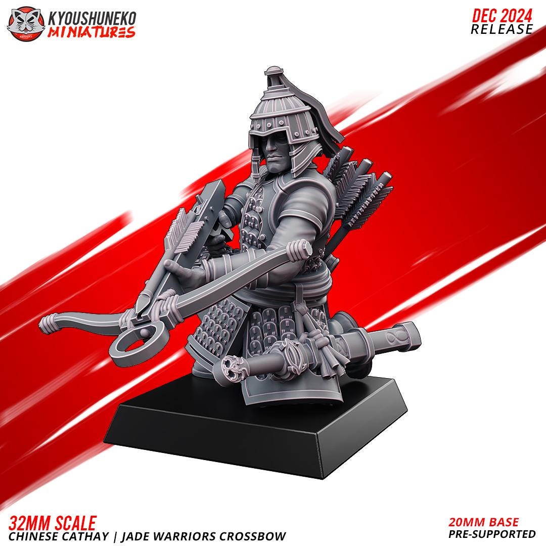 Ancient Chinese Cathay Jade Warriors Crossbowmen Unit (10 models) Various Scales Historical Wargaming